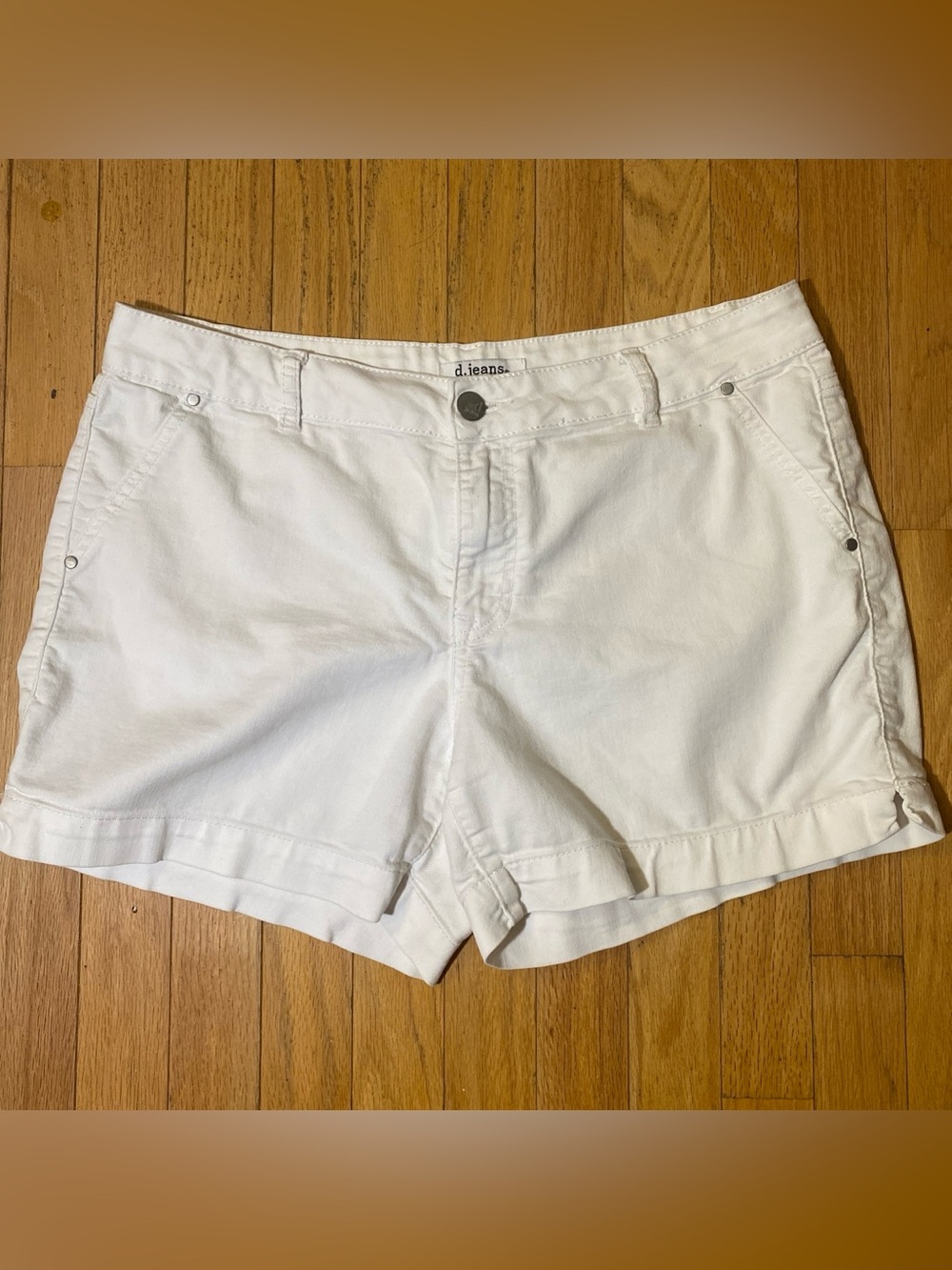 d. jeans White Cotton Casual Jean Shorts